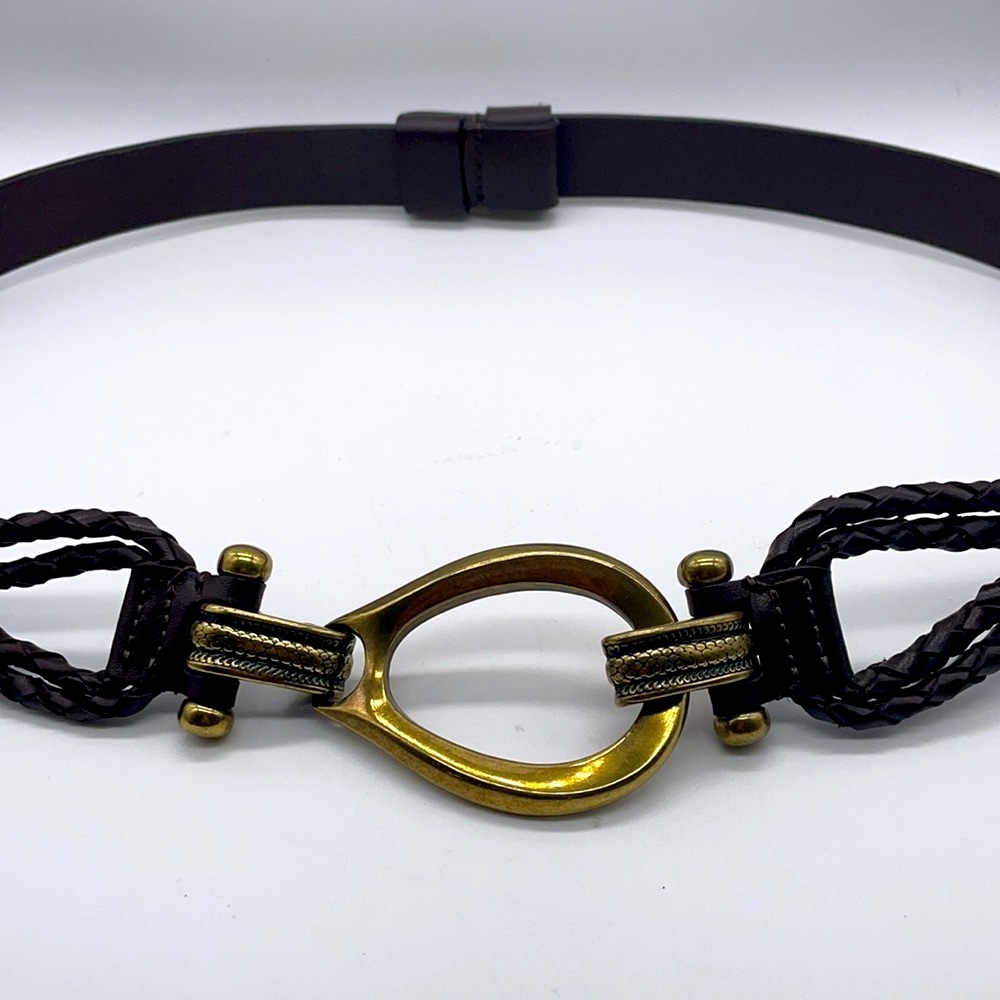 Chico’s Belt brown Leather & Brass adjustable 38”